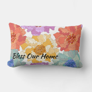 Wurfkissen-Multi Floral Segne unser Zuhause Lendenkissen