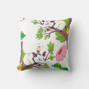 Wurfkissen Possum-Junge Frosch Blumenmuster Kissen