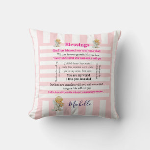 Wurfkissen Rosa & Weiß gestreift Segenswünsche  Kissen