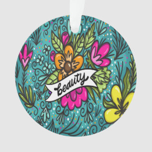 Wurfkissen Schönheit mit Blumen Ornament