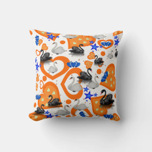 Wurfkissen Schwan Orange Herzen Blaue Sterne Kissen