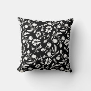 Wurfkissen Schwarz & Weiß Floral Kissen
