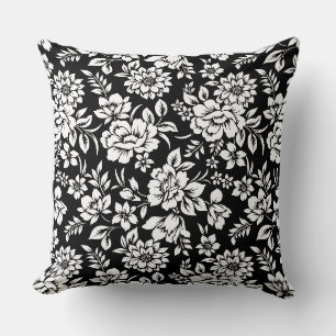 Wurfkissen Schwarz & Weiß Floral Kissen
