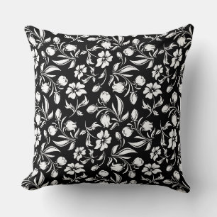 Wurfkissen Schwarz & Weiß Floral Kissen