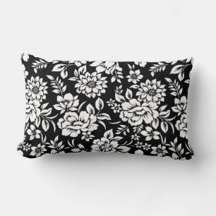 Wurfkissen Schwarz & Weiß Floral Lendenkissen