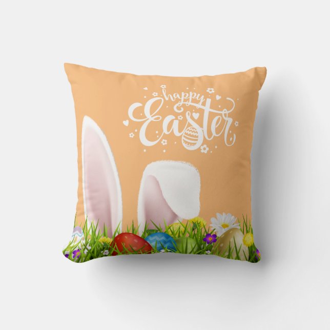 Wurfs-Kissen Blumenhäschen-Ohr-glückliches Ostern Kissen (Vorderseite)