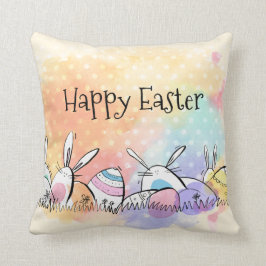 Wurfs-Kissen buntes Aquarell-glückliches Ostern | Kissen