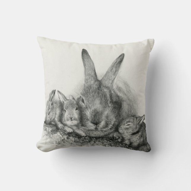 Wurfs-Kissen Momma Kaninchen und Häschen Kissen (Vorderseite)
