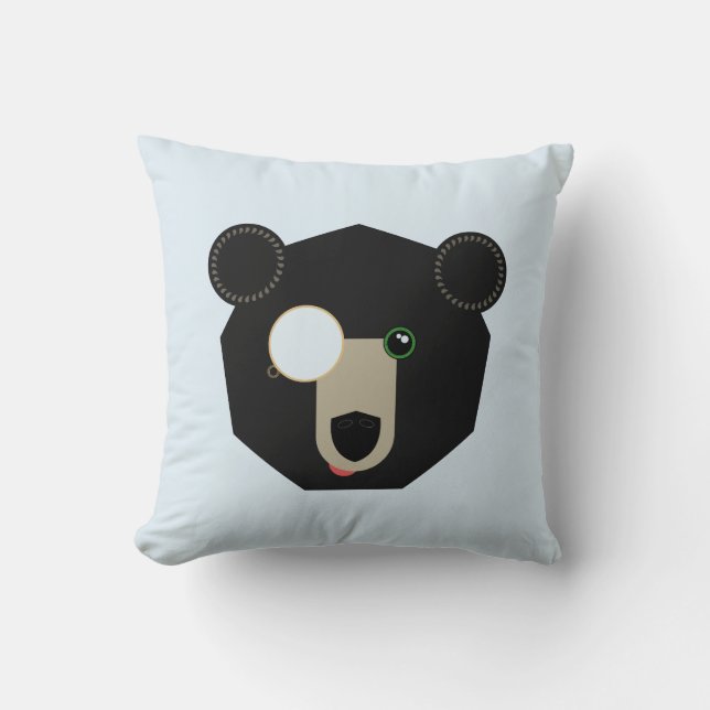 Wurfs-Kissen - Monocle-Bär - geometrisch Kissen (Vorderseite)