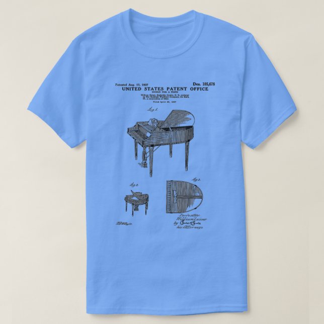 Wurlitzer Piano Patent Black (2) T-Shirt (Design vorne)