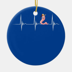 Wurm Bauer Hat Heartbeat EKG Pulse Red Wiggler Keramik Ornament