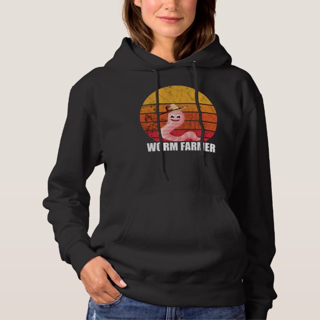 Wurm Bauer Sunset Retro Vintag Gartenarbeit Hoodie (Vorderseite)