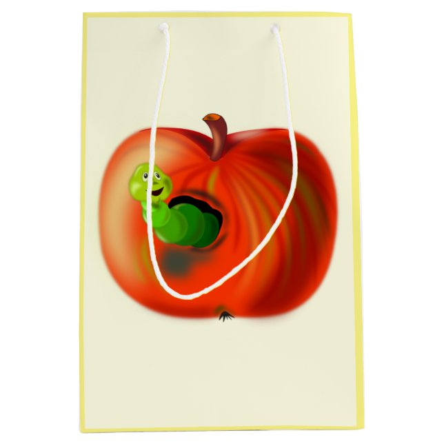 Wurm in Apple Geschenktüte Spaß - Ihre Farbe - Tex (Vorderseite)