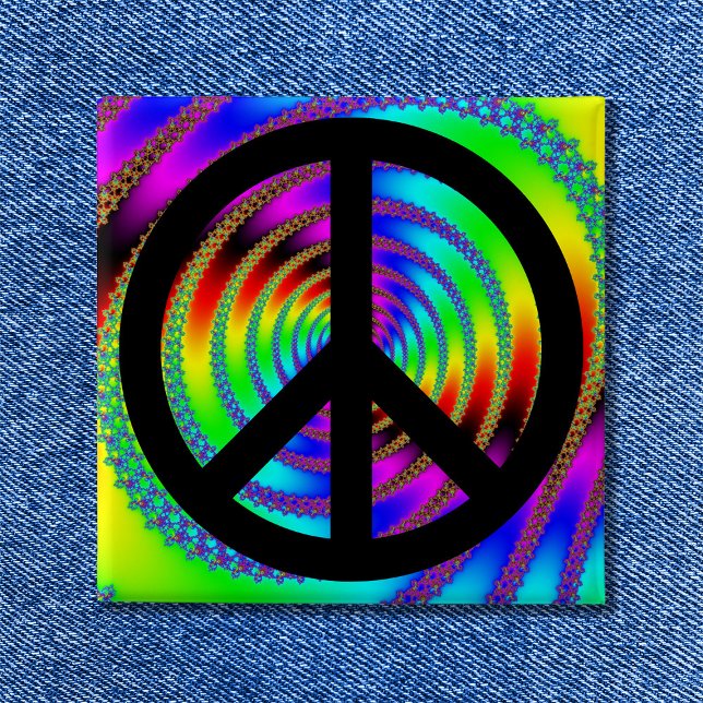 Wurmloch mit schwarzem Friedenszeichen Button (Worm Hole with Black Peace Sign Pinback Button)