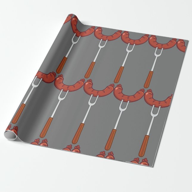 Wurst auf einer Gabel Geschenkpapier (Ungerollt)