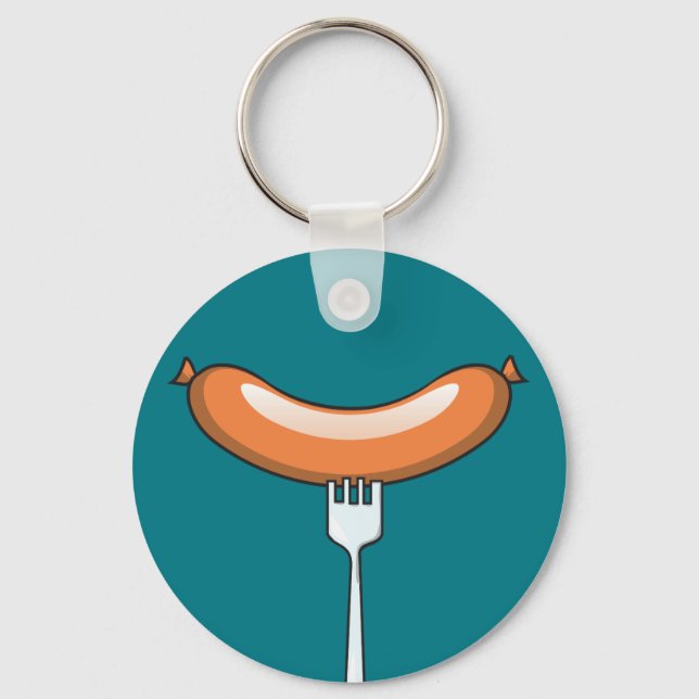 Wurst auf Gabel Schlüsselanhänger (Vorderseite)