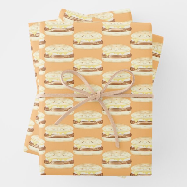 Wurst, Ei und Käsesandwich Geschenkpapier Set (Beispiel)