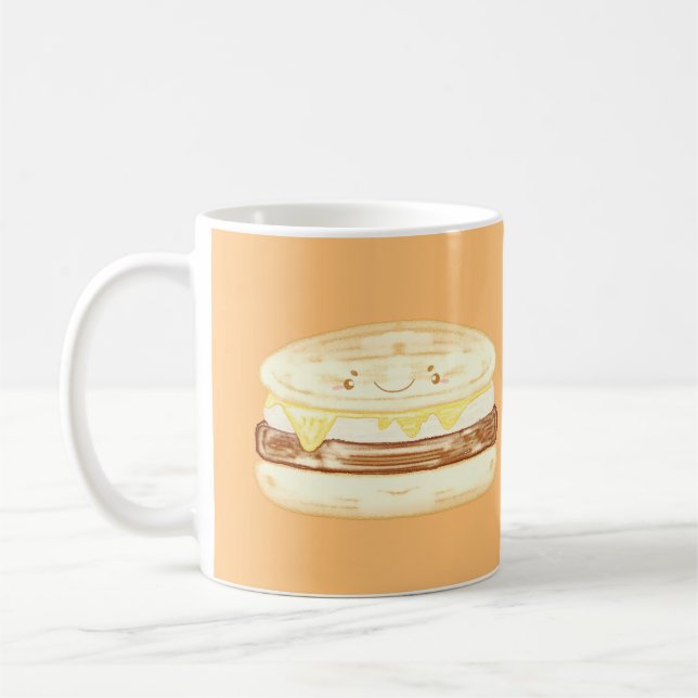 Wurst, Ei und Käsesandwich Kaffeetasse (Links)