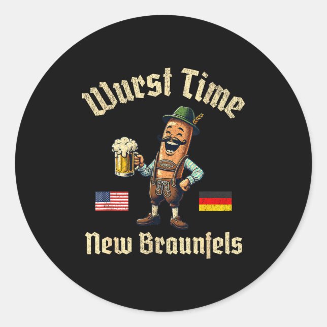 Wurst Time Wurst Fest German Beer Festival New Bra Runder Aufkleber (Vorderseite)