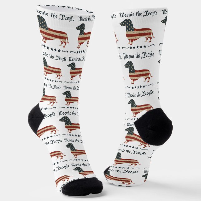 Würstchen Die Menschen Dackel 4. Juli Socken (Gewinkelt)