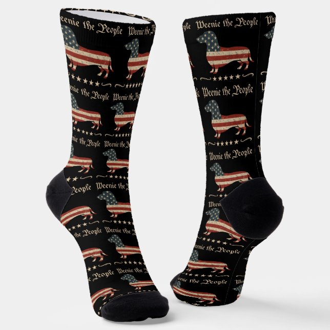 Würstchen Die Menschen Dackel 4. Juli Socken (Gewinkelt)