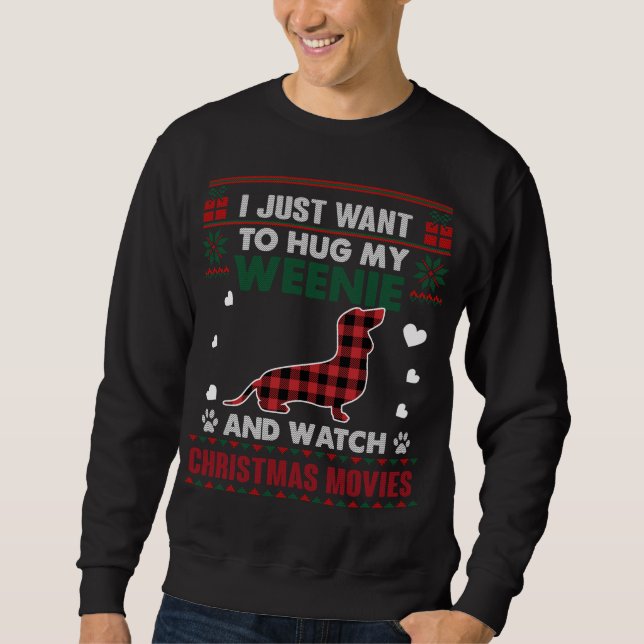 Würstchen Dog Eigentümer Weihnachtsfilme Pajama Xm Sweatshirt (Vorderseite)