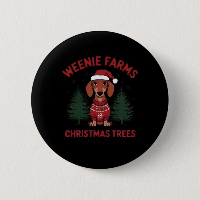Würstchen Farms Dackel Weihnachtsbaumen Dackel Hun Button (Vorderseite)