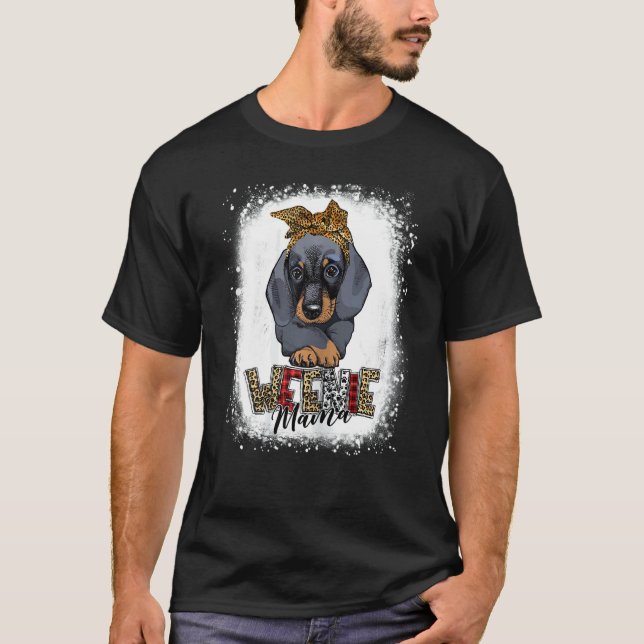 Würstchen gebleicht Mama Leopard Dackel Mama T-Shirt (Vorderseite)