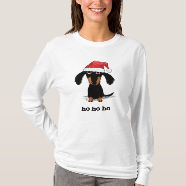 Würstchen-Hundefeiertag Dackel-Weihnachtsmanns T-Shirt (Vorderseite)