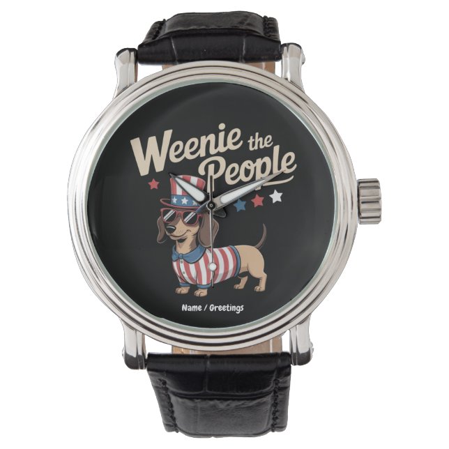 Würstchen The People Funny Dackel Lover 4. Juli Armbanduhr (Vorderseite)