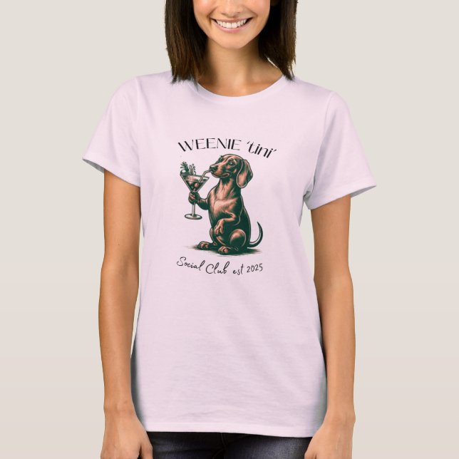 Würstchen 'tini' Social Club t Shirt mit Daschund (Vorderseite)