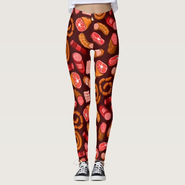 Würste und Fleischmuster Leggings (Vorderseite)
