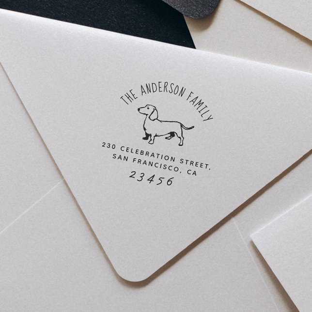 Wursthund | Benutzerdefinierter Familienname und R Permastempel (Rubber Stamp Mock-up)