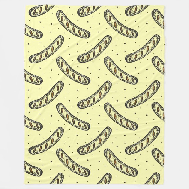 Wurstmuster auf Polka Dot Hintergrund Fleecedecke (Vorderseite)
