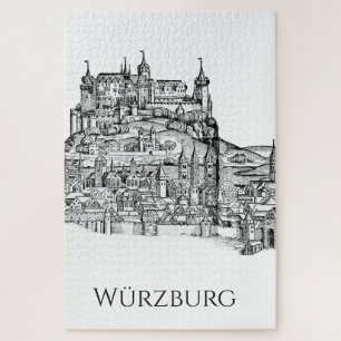 Würzburg Bayern Stadtansicht Minimalistische Linie