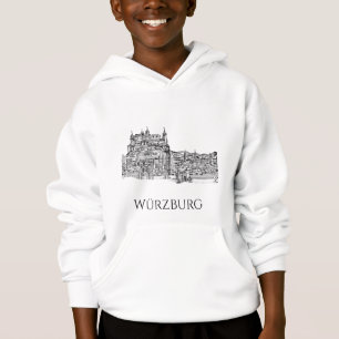 Würzburg Bayern Stadtansicht Minimalistische Linie Hoodie
