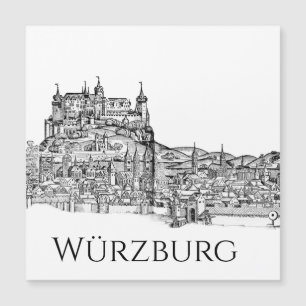 Würzburg Bayern Stadtansicht Minimalistische Linie Magnetkarte