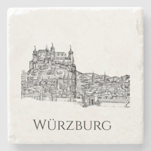 Würzburg Bayern Stadtansicht Minimalistische Linie Steinuntersetzer