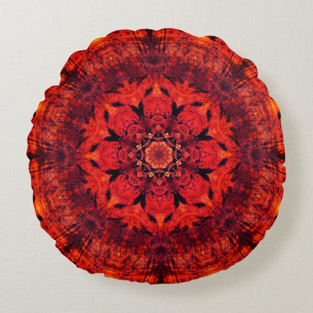Wurzel Chakra Mandala Rundes Kissen (Vorderseite)