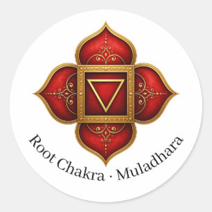 Wurzelchakra Muladhara Heiliges Symbol Runder Aufkleber