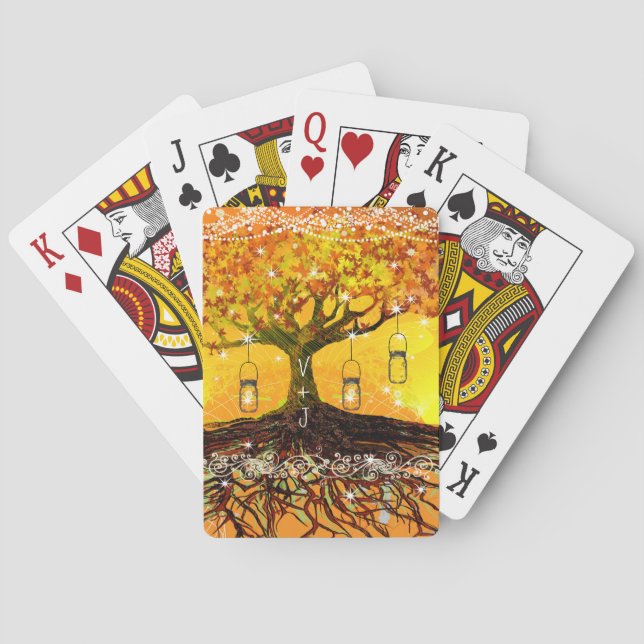 Wurzeln der Liebe Romantische Rustikale Bäume Hoch Spielkarten (Rückseite)