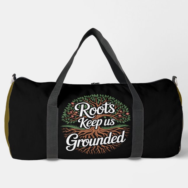 Wurzeln halten uns geerdet Baum Duffle Bag (Vorderseite)
