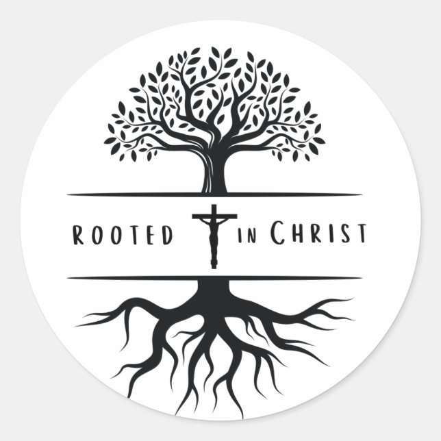 Wurzeln in Christus Runder Aufkleber (Vorderseite)