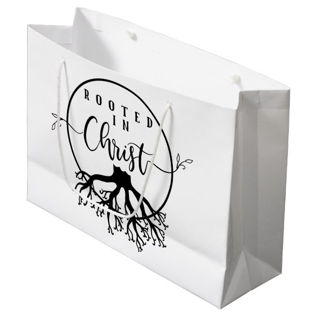 Wurzeln in der christlichen Geschenktasche Große Geschenktüte (Vorderseite Schrägansicht)