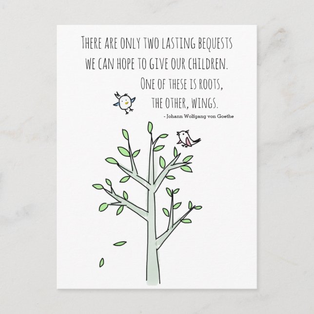 Wurzeln und Wings Inspirierend Elternquote Postkarte (Vorderseite)