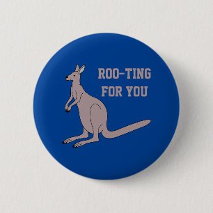 Wurzelnd für dich Süßer Australier Lustiger Kängur Button