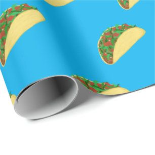 Würzig! Leckeres Taco-Muster auf Blau Geschenkpapier