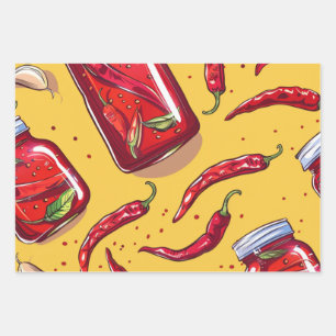 Würzige Chili Crisp Sauce Muster – Kräftig und Ges Geschenkpapier Set