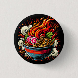 Würzige Ramen Japanische Nudel-Straßenkunst Button