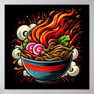Würzige Ramen japanische Nudel-Straßenkunst Poster